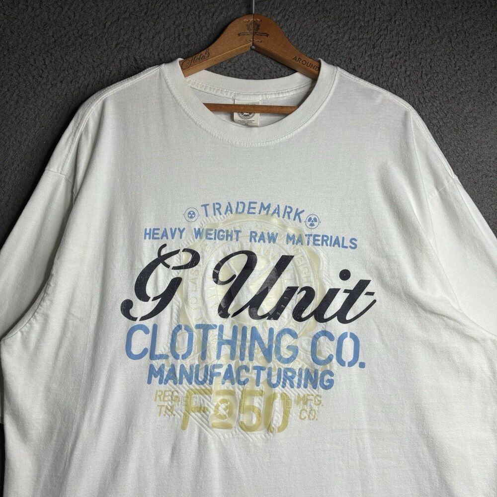 Vintage G-Unit T-Shirt Mens XL White Heavyweight Logo Y2K 50 Cent Hip Hop